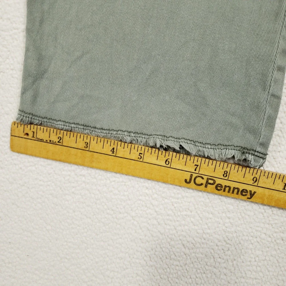 Faherty Utility Crop Pants Womens 30 Sage Green Organic Cotton Raw Hem Casual